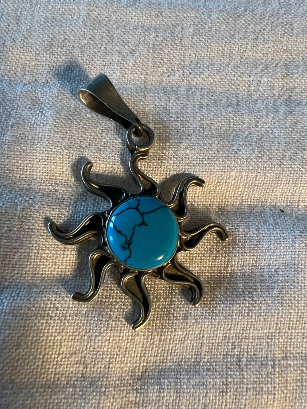 Turquoise Sunburst Pendant Necklace - Silver-Tone Women’s Jewelry